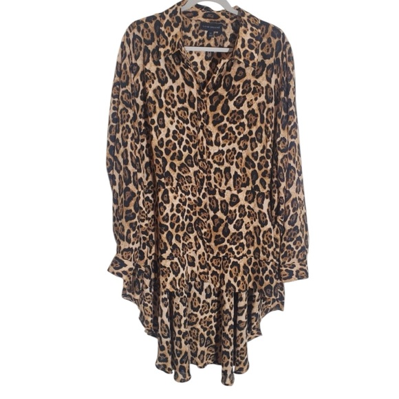 🌺LANE BRYANT Dramatic High-Low Leopard Print Button Down Top Size 26🌺 - Picture 3 of 10